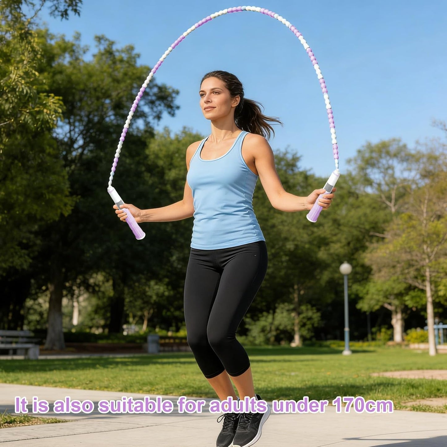 Segmented Jumping Rope, Adjustable Untangled Beaded Flexible PP Plastic Rope with Anti Slip Handle, for Kids and Beginners Exercise