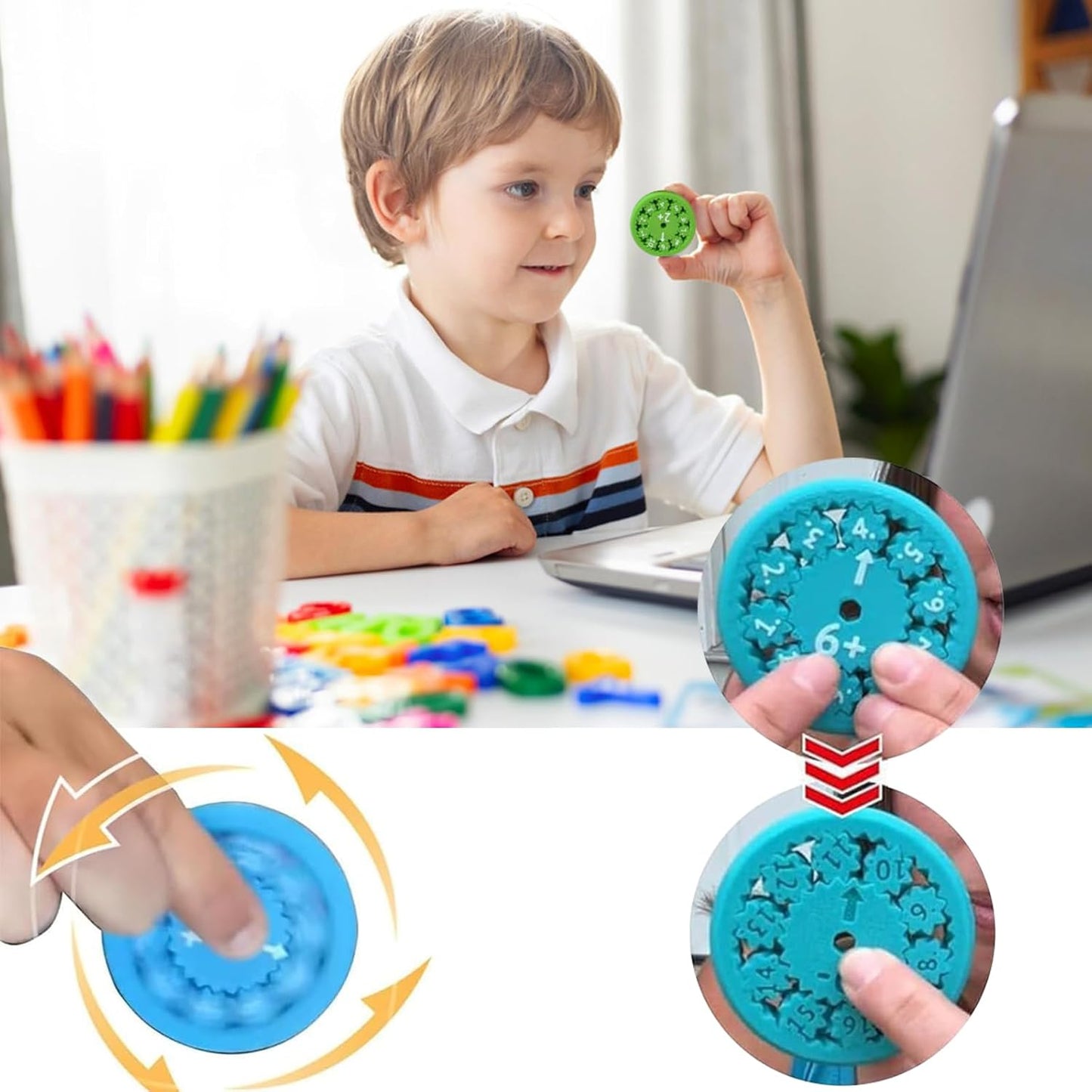Math Fidget Spinner,Number Round Math Fidget Spinner for Children, Learn Addition&Subtraction& Multiplication & Division 18PCS