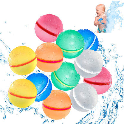 Reusable Water Balloons,12 Pcs Magnetic Splash Refillable Balls,Summer Water Toys for Kids Pool Beach & Outdoor