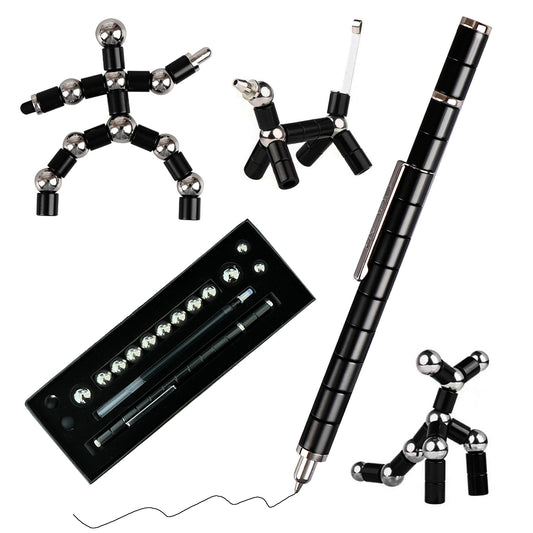 Toys Pen Magnetic Metal Pen Multifunctional Creative Writing Magnet Ballpoint Pen Decompression Black