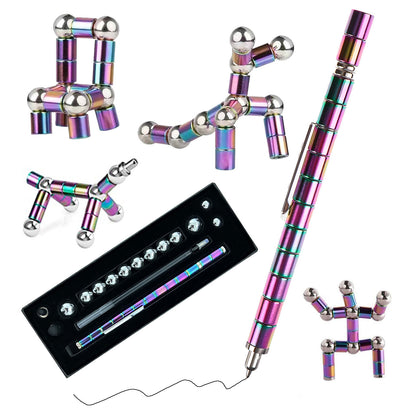 Magnetic Metal Building Pen – Multicolor | Fidget Toy & Desk Gadget