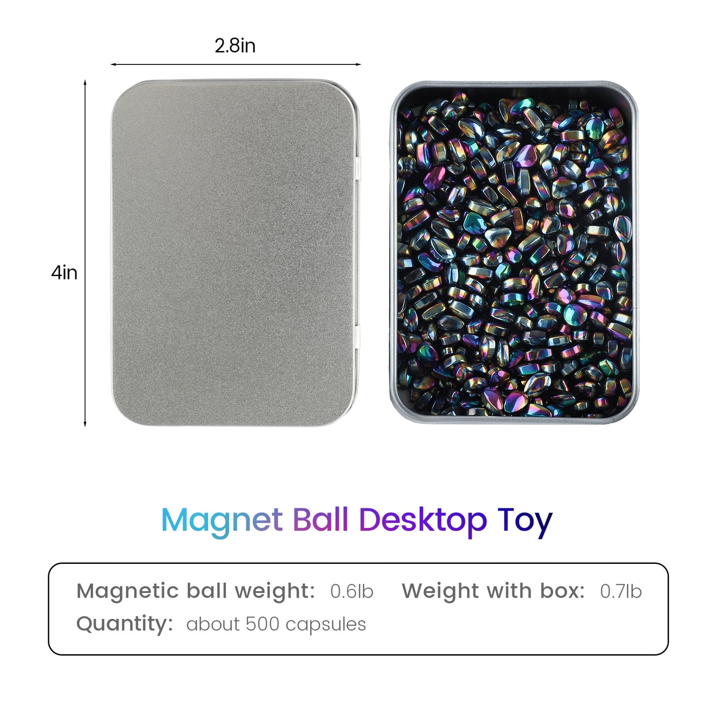 Magnetic Balls Over 1000 PCS Mini Rainbow Magnetic Putty, with 2 Big Smooth Magnetic Beads, Fidget Toys for Adult, Weak Ferrite Putty Desk Toys for Office (Colourful)