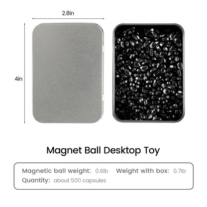 Magnetic Balls Over 500 PCS Mini Rainbow Magnetic Putty, with 2 Big Smooth Magnetic Beads, Fidget Toys for Adult, Weak Ferrite Putty Desk Toys for Office (Black)