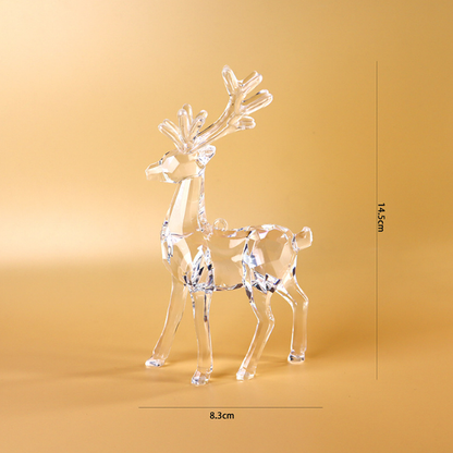 2Pcs Acrylic Christmas Reindeer Ornaments: Transparent Deer Animals Reindeer Elk Figurines Desktop Ornament Holiday Clear Elk Deer Figurine Statues Tabletop Decorations Centerpiece